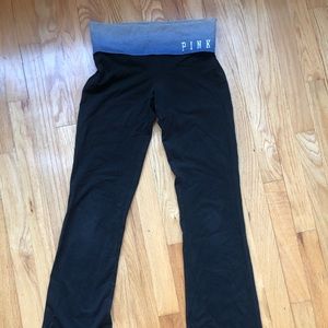 Pink Black Flair leggings with blue band